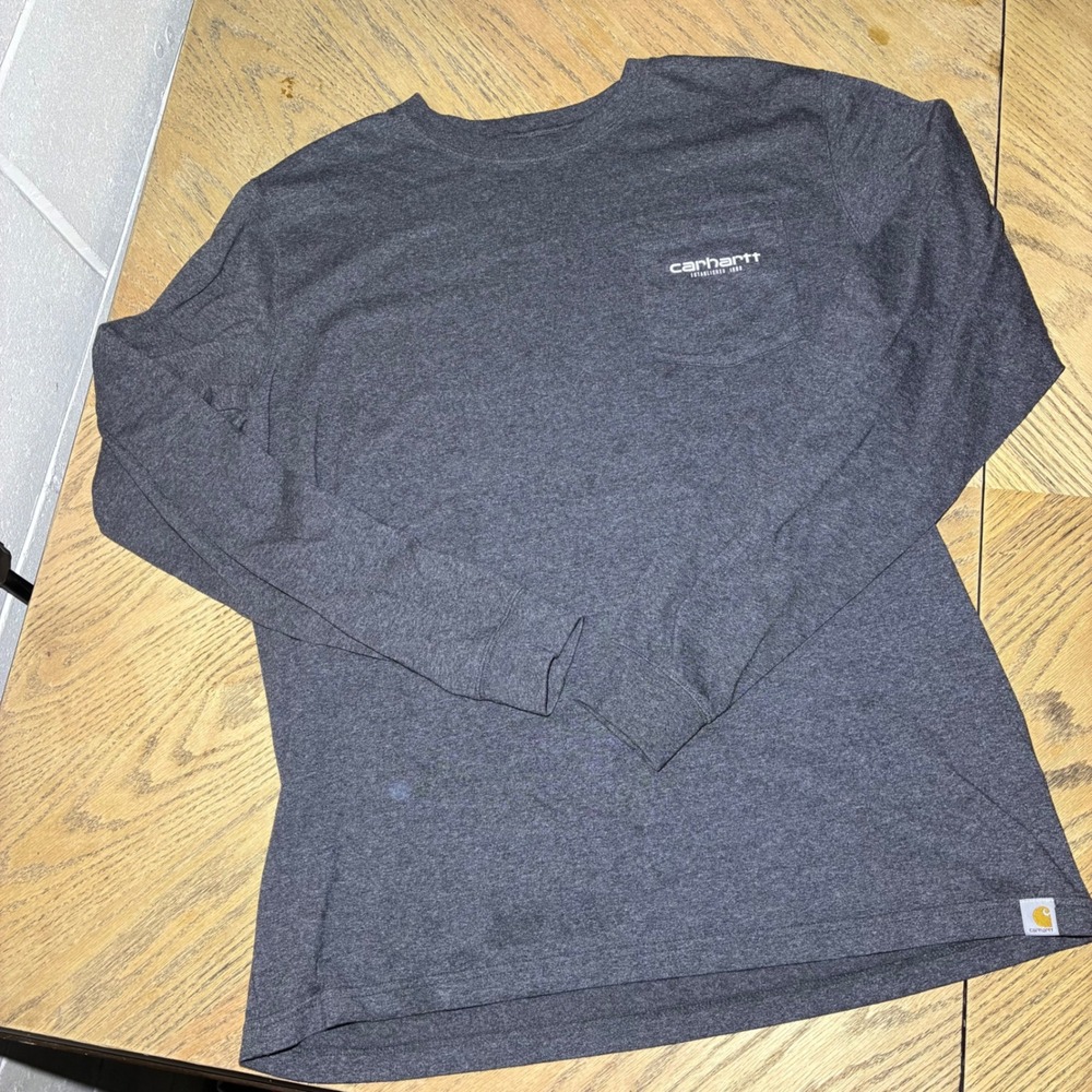 Carhartt Mens Relaxed Fit Graphic Long Sleeve Pocket T-Shirt Gray L Tall TK5952M